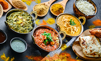 Composition with Indian dishes