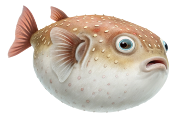 puffer fish illustration with transparent background