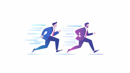 Businessmen in Suits Running in a Dynamic Competition Illustration