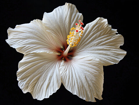 Isolated White Hibiscus Flower: A Symbol of Simplicity and Grace, white flower on black background