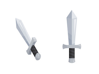 かわいい剣の正面と振る角度のイラスト