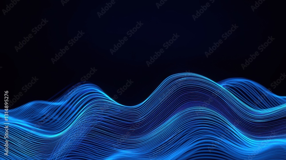 Poster mesmerizing waves of ethereal blue energy cascading through the cosmos smooth flowing and dynamic ab