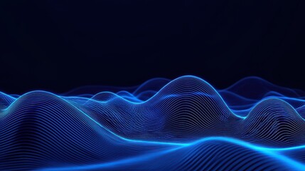Fototapeta premium Mesmerizing blue digital waves flow across a captivating abstract futuristic technological backdrop featuring elegant curves dynamic patterns
