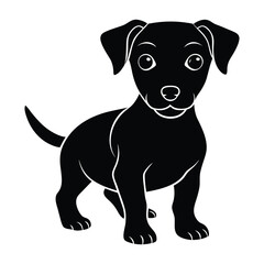 Curious Puppy Tilting Its Head with White Background Silhouette