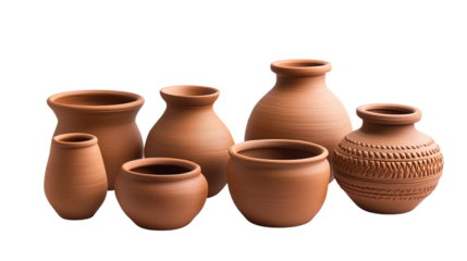 Clay isolated on transparent background, a brown pottery material used for handmade modeling, representing the traditional craft process for ceramic creations.