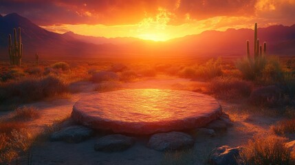 Desert sunset podium