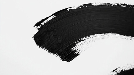 Bold Black Brushstroke on White Background – Abstract Art, Paint Texture, or Makeup Swatch