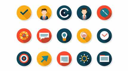 Flat Design Icons Collection for Business and Communication Themes