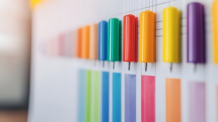 Fototapeta premium Colorful Organized Paper Scroll with Detailed Project Plan, 3D