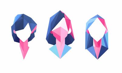 Abstract Portraits with Geometric Shapes and Vibrant Colors