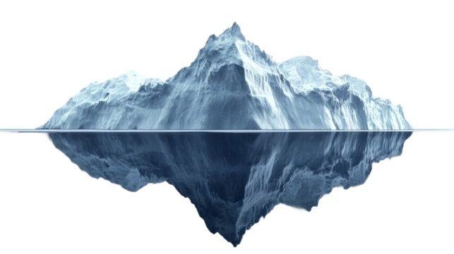 Isolated iceberg floating in Antarctic waters, representing a frozen glacier peak, ideal for cold ocean, polar regions, and winter environmental visuals.