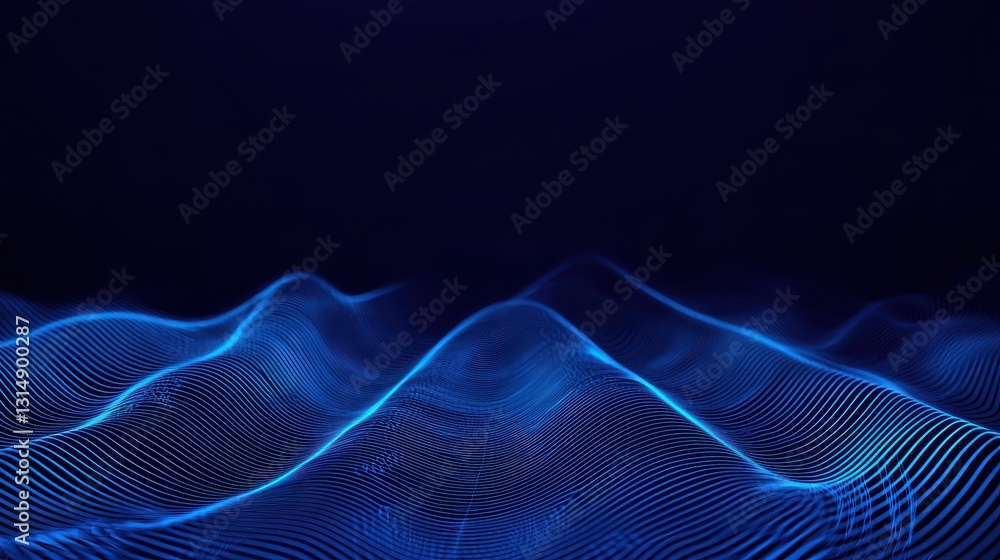 Aufkleber mesmerizing blue digital waves abstract futuristic landscape with flowing organic patterns visually 