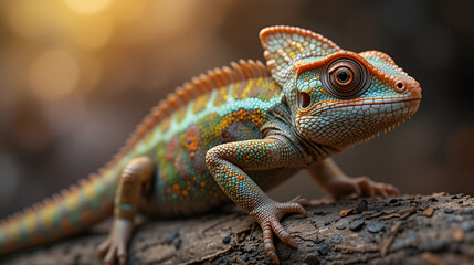 Fototapeta premium shot on chameleon or wild calotes
