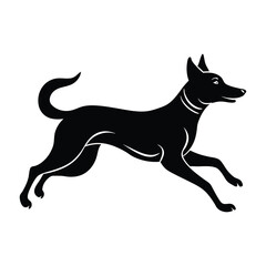 Dog Leaping Mid-Air with Extended Legs Silhouette Isolated