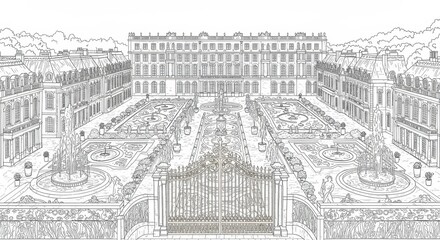 Obraz premium The Palace of Versailles with its Golden Gates, Gardens, and Fountains