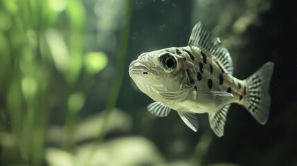 A shy archerfish waiting quietly beneath the water surface.