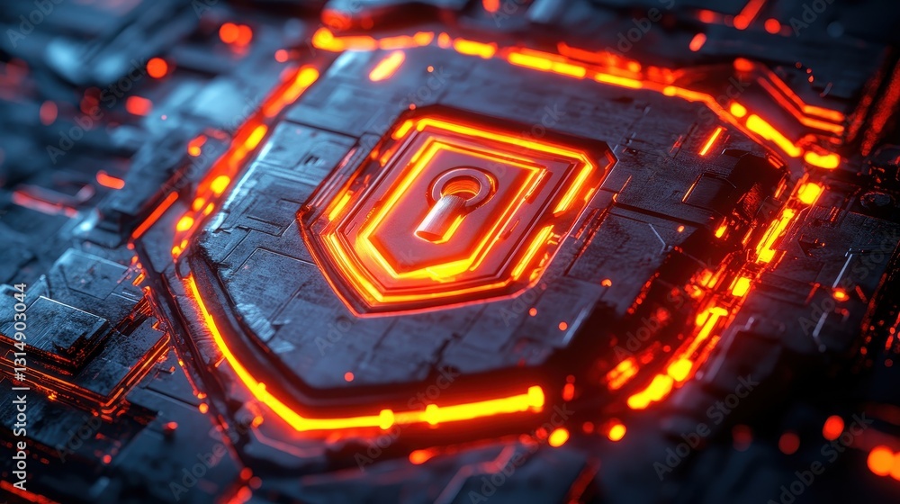 Poster cybersecurity measures digital realm graphic design futuristic environment close-up view data protec