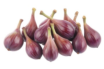 a cluster of fresh figs against a white background