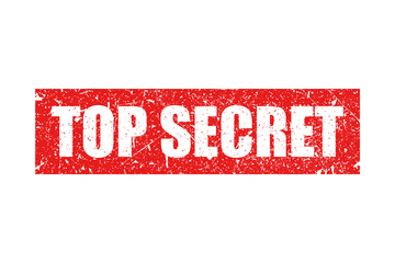 Top secret bright red stamp isolated on white background