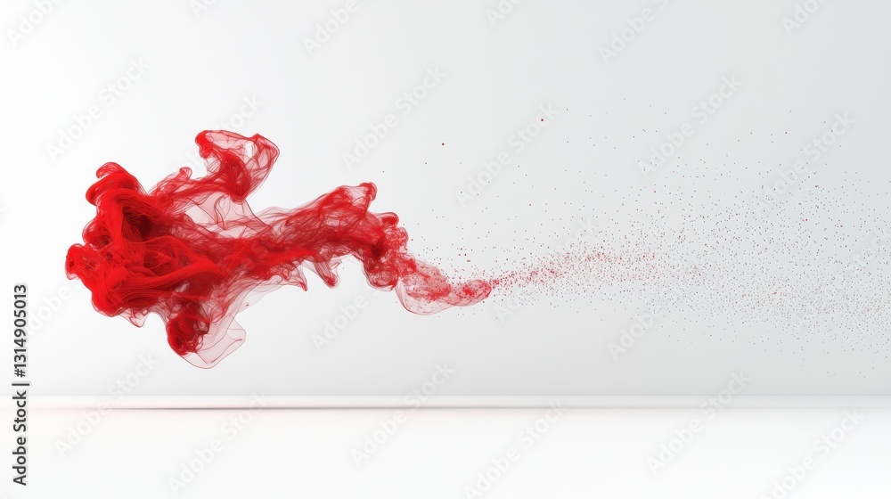 Poster captivating abstract fluid art composition featuring a vibrant red paint splash with dynamic energet