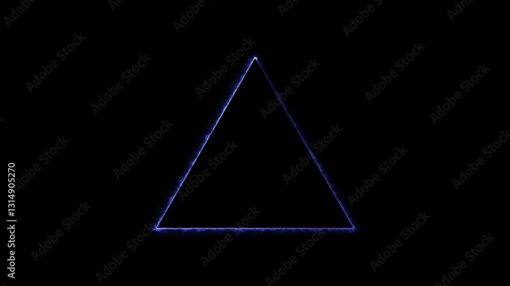 Wall mural abstract glowing neon light triangle frame loading icon animation background 4k video.