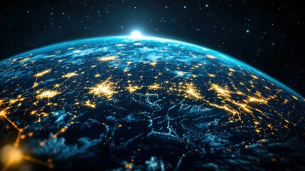 Earth at night, illuminated cities