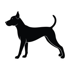 Dog Stretching Forward After a Nap Silhouette on White Background