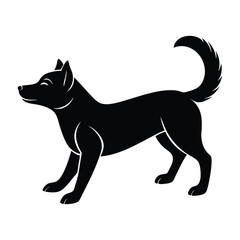 Dog Stretching Forward Post-Nap Silhouette on White Background