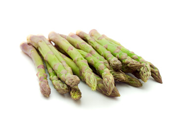 green asparagus on white