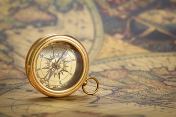 Old compass and map
