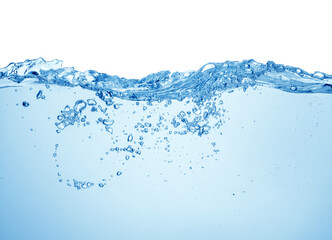 Water surface with bubbles of air, isolated on the white background