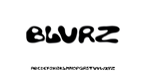 Obraz premium Bold handwritten font with blurred effect. Modern abc alphabet for banner, poster, printing, typography, t shirt, book and card. Trendy vector illustration