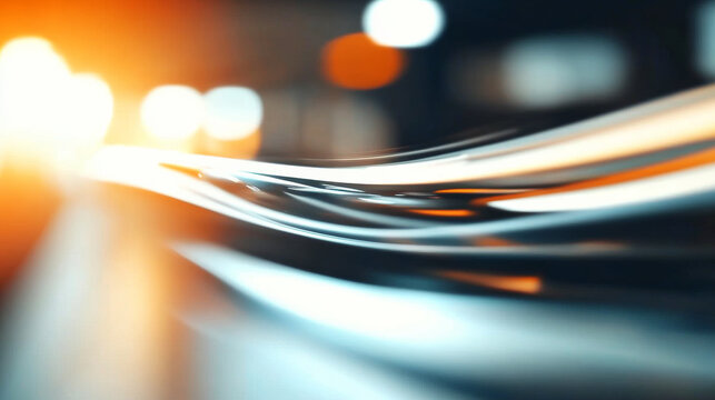 An intriguing view of sleek motion captured in light, creating smooth reflections that symbolize elegance and dynamism.