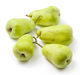 Green pears on white