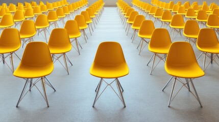 Fototapeta premium Empty Yellow Chairs in a Conference Room (1)