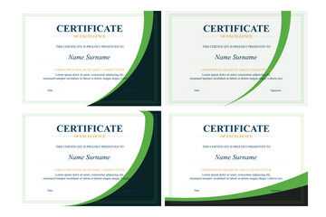 Four Green-Accented Certificates of Excellence