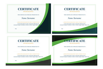 Four Green-Black Certificates of Excellence Design Templates