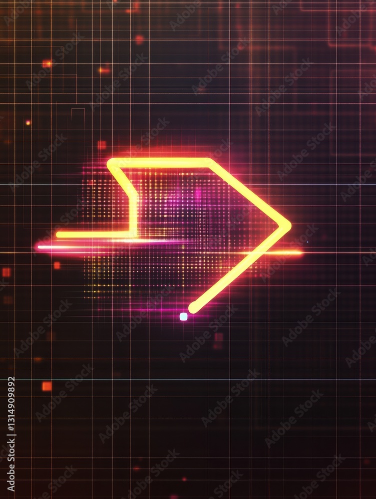 Poster Simple cursor icon over pixelated grid background representing digital services and technology space for text adjustment