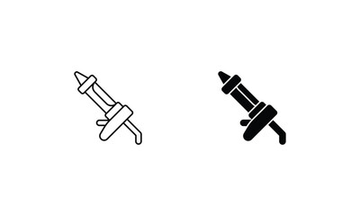 Caulking Gun icons set line and glyph vector stock illustration