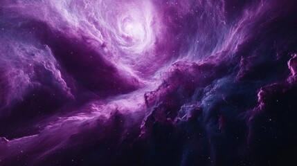 Obraz premium An expansive view of the cosmos captures swirling clouds of purple and blue gas, scattered stars twinkling in the depths of space. This celestial dance creates a stunning interstellar masterpiece