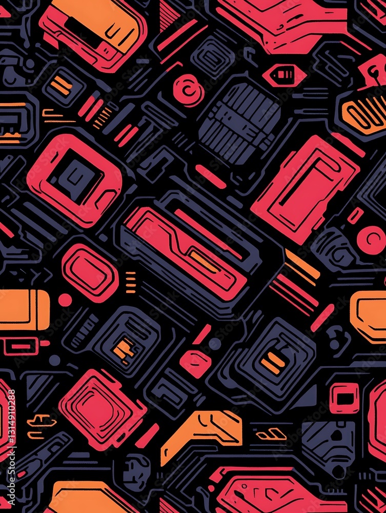 Poster abstract futuristic pattern design with vibrant color palette scheme
