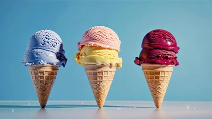 Fruit ice cream in a row