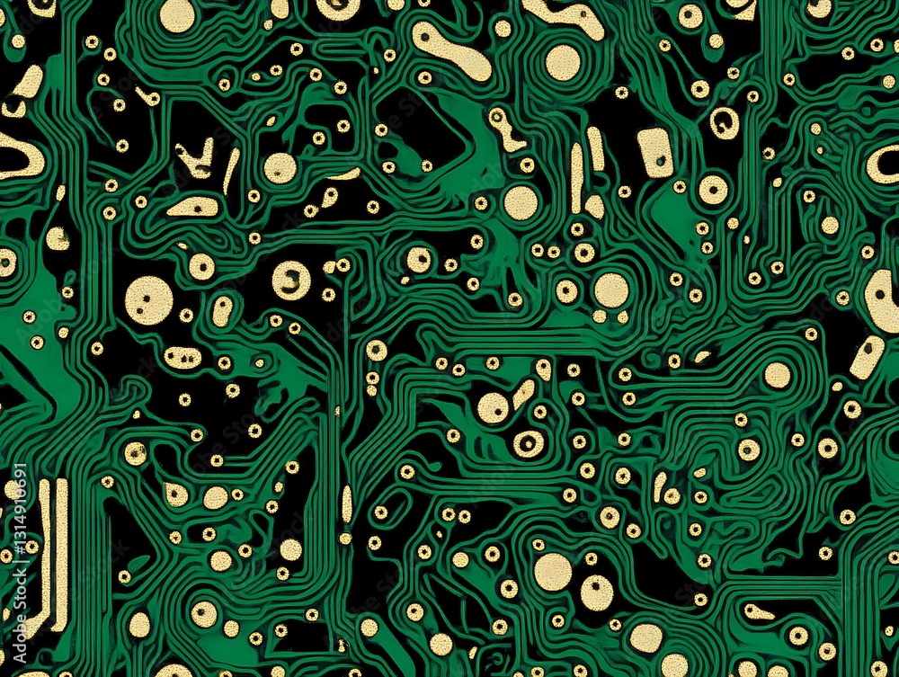 Aufkleber abstract green technology background texture with circuits and dots