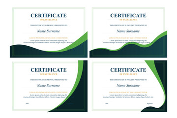 Four Green-Dark Teal Excellence Certificates