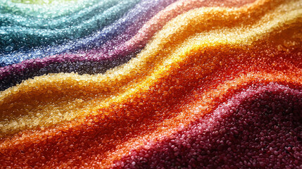 Vibrant colorful granules abstract art indoor setting textured patterns aesthetic viewpoint visual harmony
