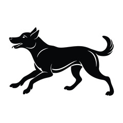 Friendly Dog Running Toward Viewer Silhouette on White Background