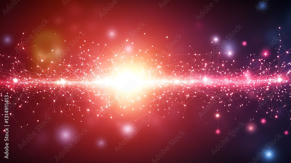Aufkleber abstract network connection with glowing light and vibrant gradient colors