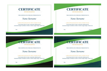 Four green-teal excellence certificates