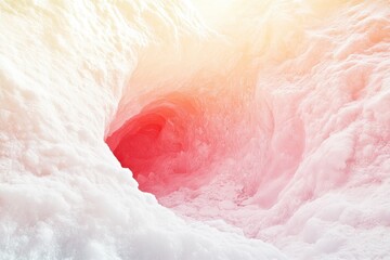 Fototapeta premium Snowy cave with sunlight creating ethereal glow