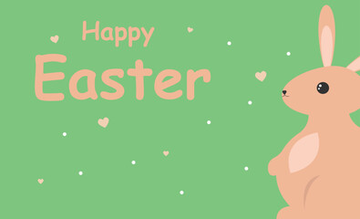 Easter Banner Design with bunny in doodle stile